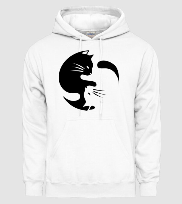 Yin Yang Cica minta fehér pólón