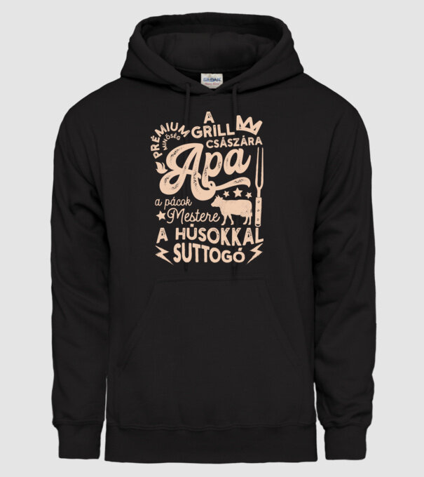 Apa a grill császára minta fekete pólón