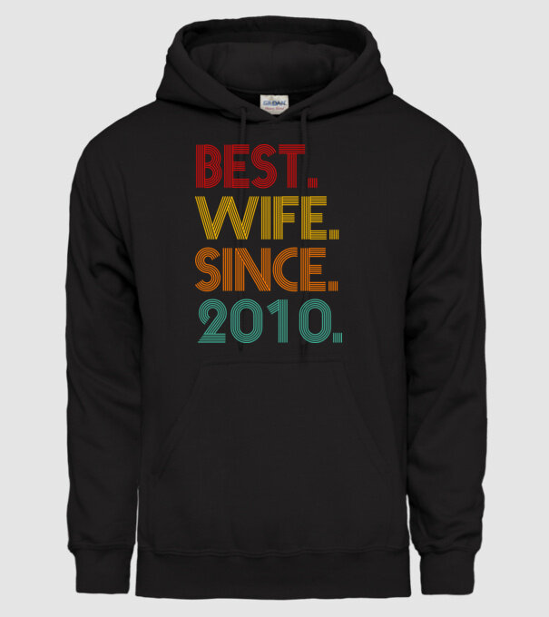 best wife since 2010 retro minta fekete pólón