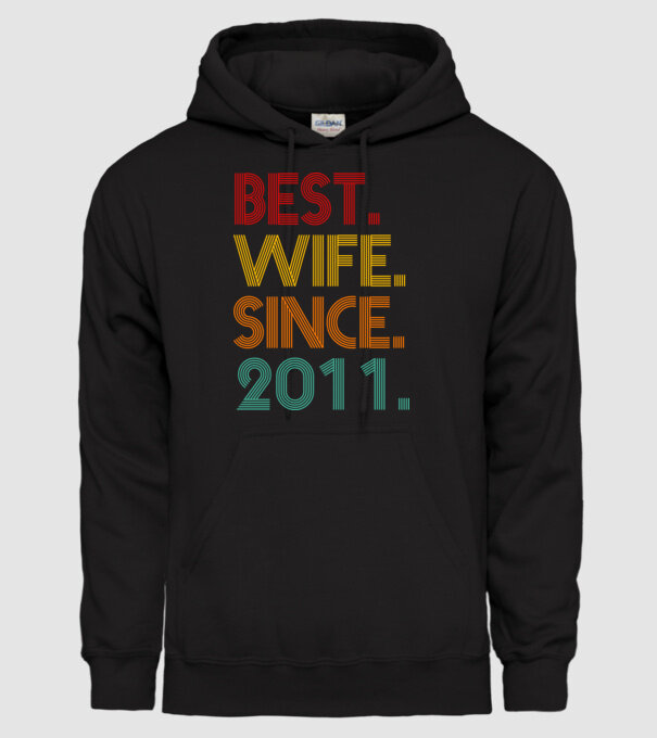 best wife since 2011 retro minta fekete pólón