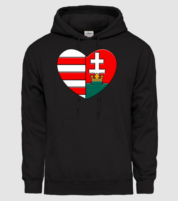 Címer szív minta fekete pólón