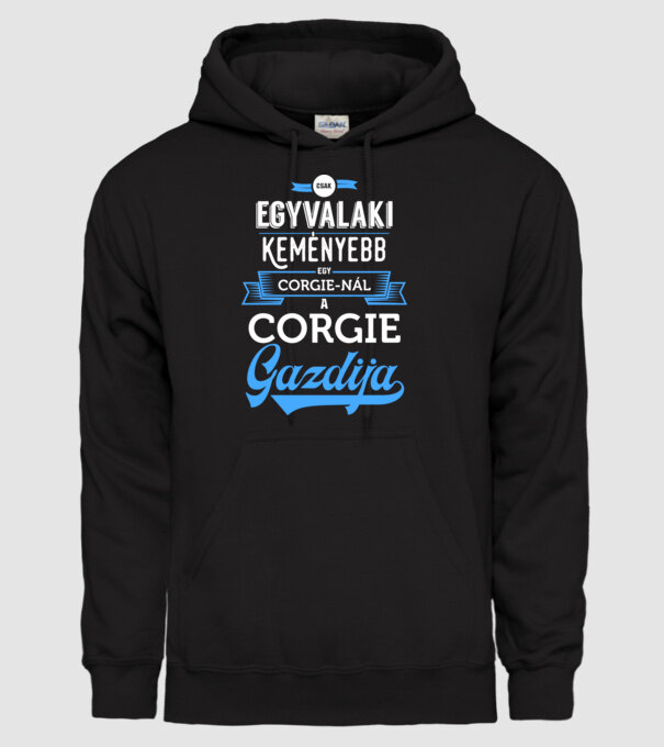 Csak egyvalaki keményebb Corgie minta fekete pólón