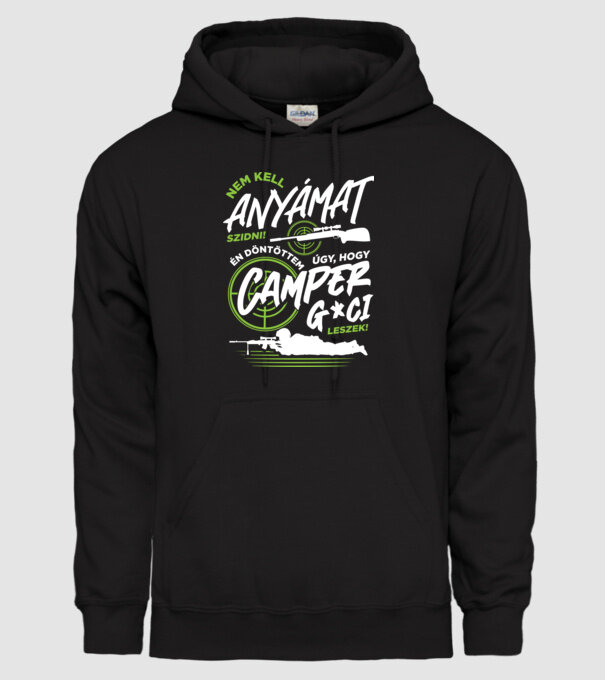 GAMER Camper minta fekete pólón