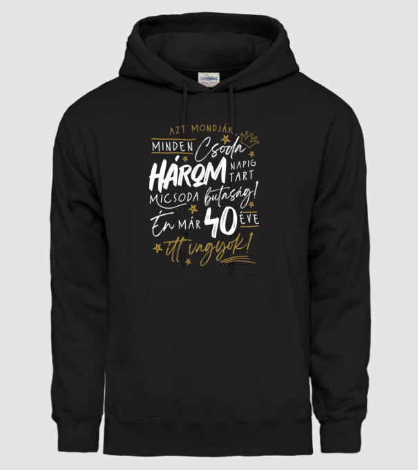 Három napos csoda 40 éves minta fekete pólón