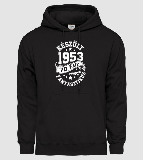 Készült 70 éve minta fekete pólón