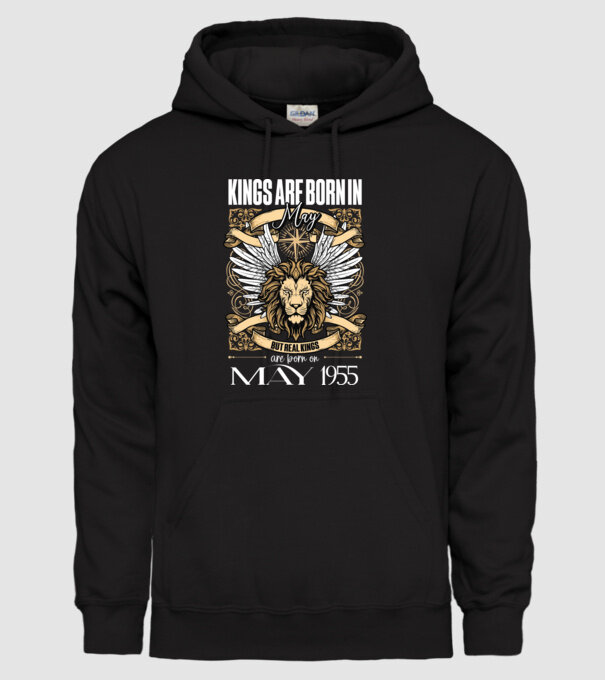 KINGS ARE BORN 1955 - MÁJUS minta fekete pólón