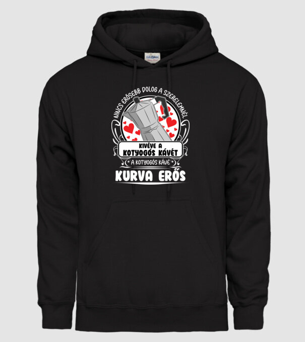 Kotyogós kávé minta fekete pólón