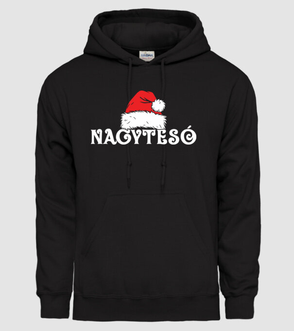 Mikulás sapka Nagytesó minta fekete pólón