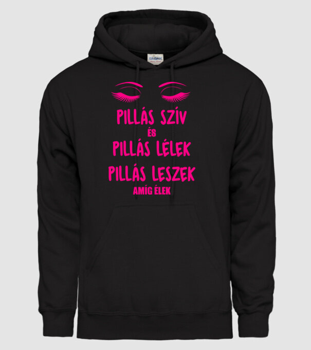 Pillás szív és pillás lélek minta fekete pólón