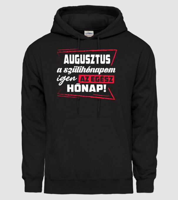 Szülihónapom Augusztus minta fekete pólón