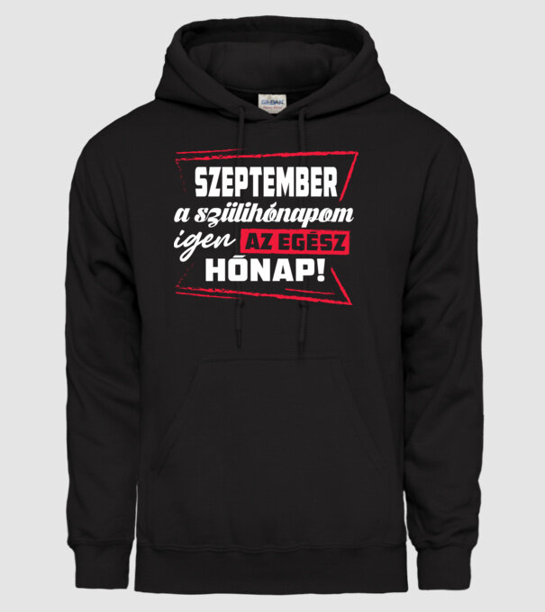 Szülihónapom Szeptember minta fekete pólón