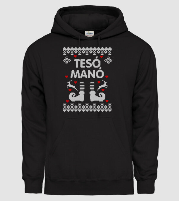 Tesó Manó ugly sweater minta fekete pólón