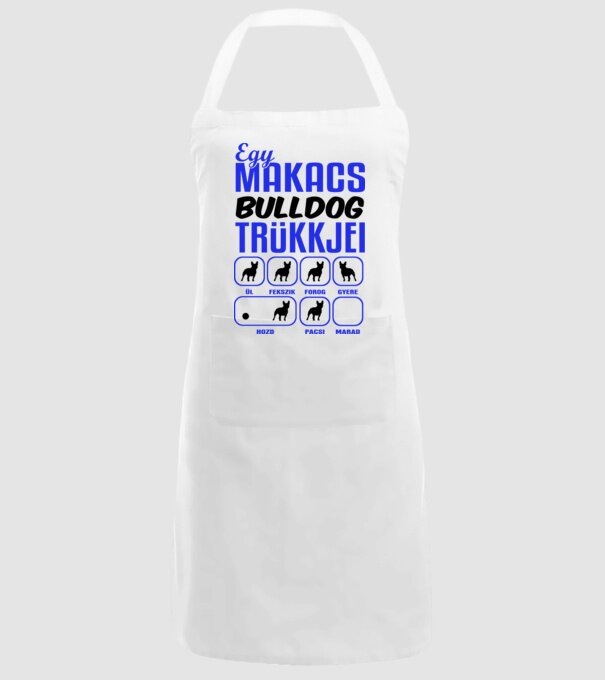 Makacs Franciabulldog minta fehér pólón