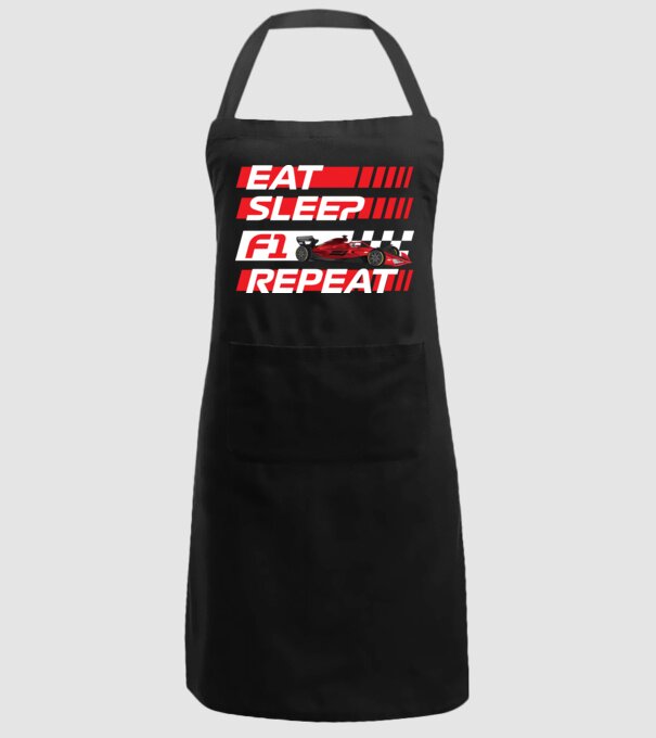 Forma 1 Eat Sleep repeat minta fekete pólón