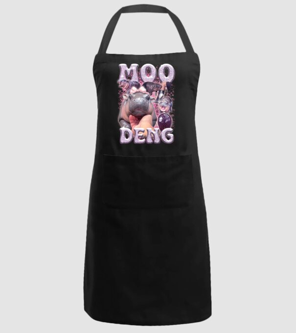 MOO DENG baby hippo minta fekete pólón