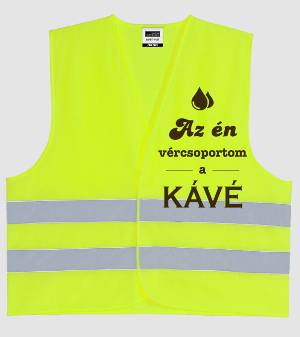 Az én vércsoportom a kávé minta neonsárga pólón