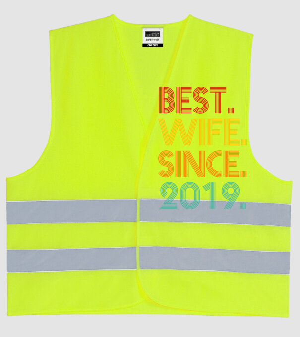best wife since 2019 retro minta neonsárga pólón