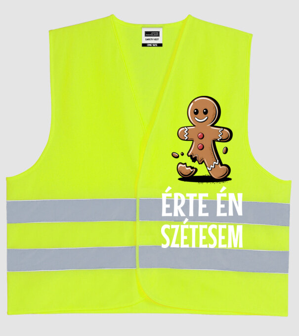 Érte én szétesem Mézeskalács fekete pólóra minta neonsárga pólón