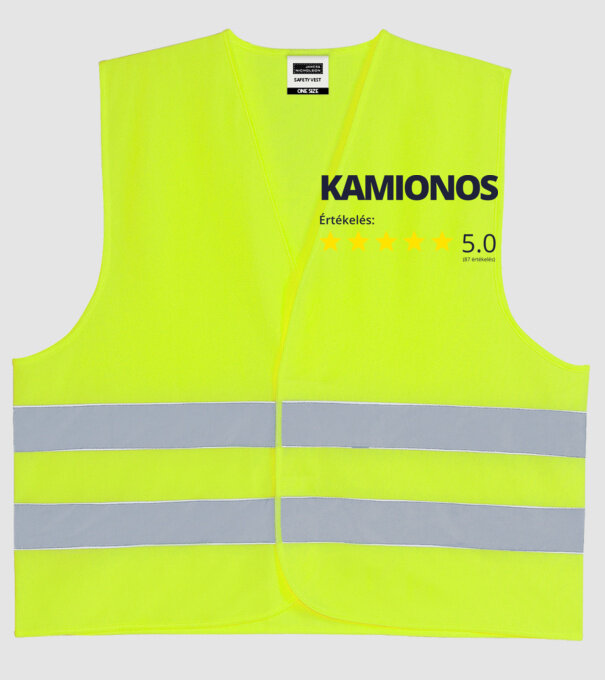 Értékelés 5 csillag - KAMIONOS minta neonsárga pólón