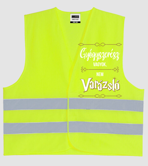 Gyógyszerész vagyok nem varázsló minta neonsárga pólón