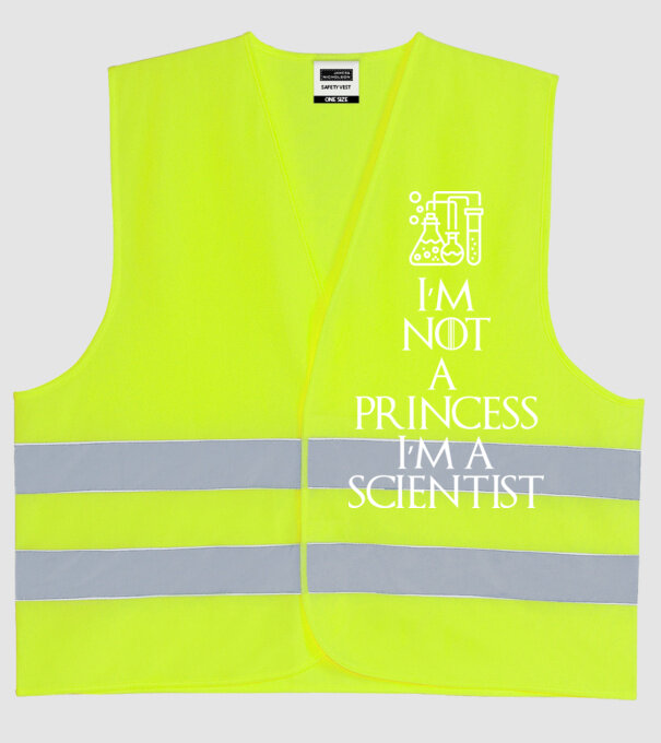 Im not a princess im a scientist minta neonsárga pólón