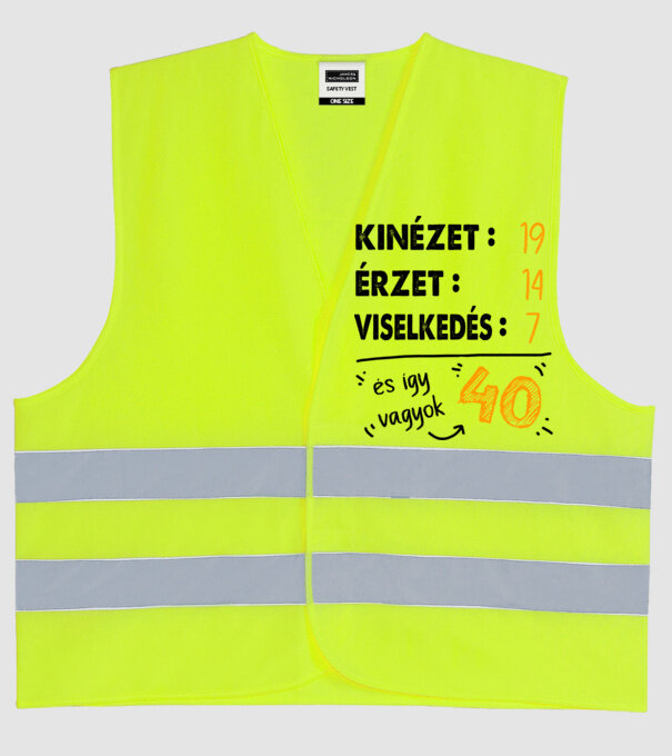 Kinézet, Érzet, Viselkedés 40 - Fehér alap minta neonsárga pólón