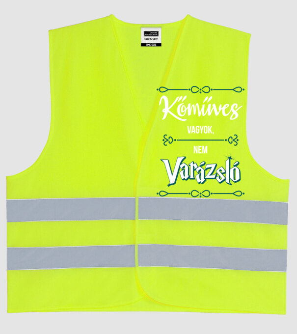 Kőműves vagyok nem varázsló minta neonsárga pólón