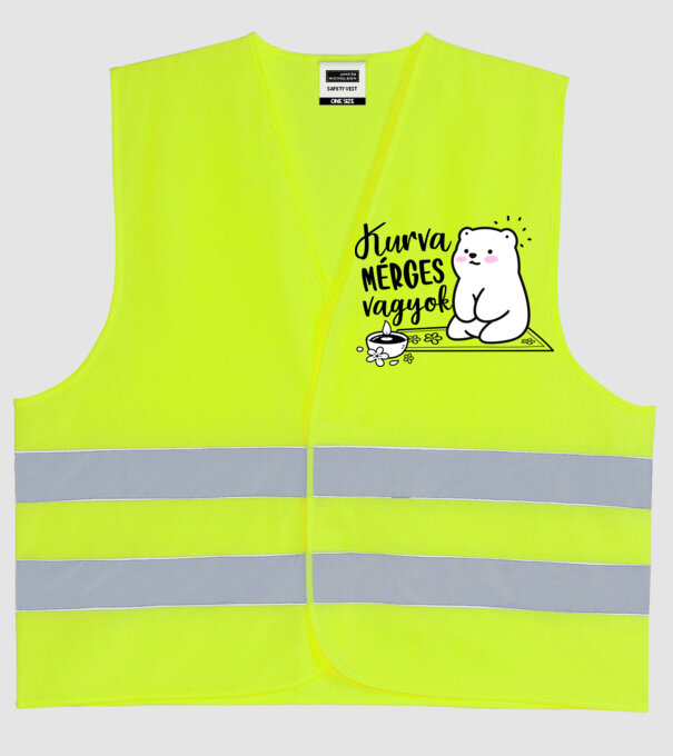 Kva mérges maci minta neonsárga pólón