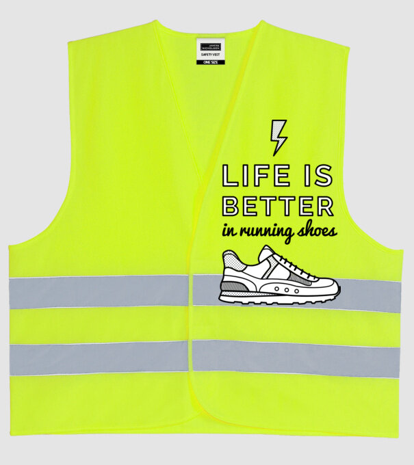 Life is better running shoes minta neonsárga pólón