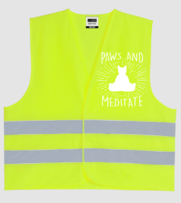 Meditáló macska minta neonsárga pólón