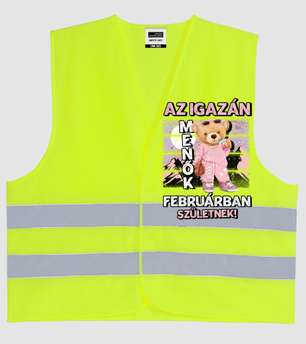 Menő maci csajos FEBRUÁR minta neonsárga pólón