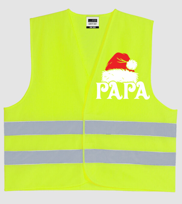 Mikulás sapka Papa minta neonsárga pólón
