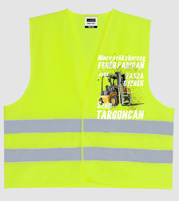 Nincs szőke herceg, csak fasza gyerek targoncán minta neonsárga pólón