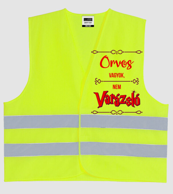 Orvos vagyok nem varázsló minta neonsárga pólón
