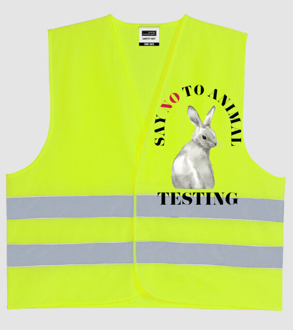 Say NO to animal testing minta neonsárga pólón