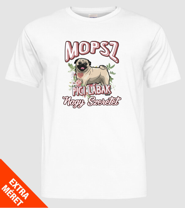 Floral mopsz minta fehér pólón