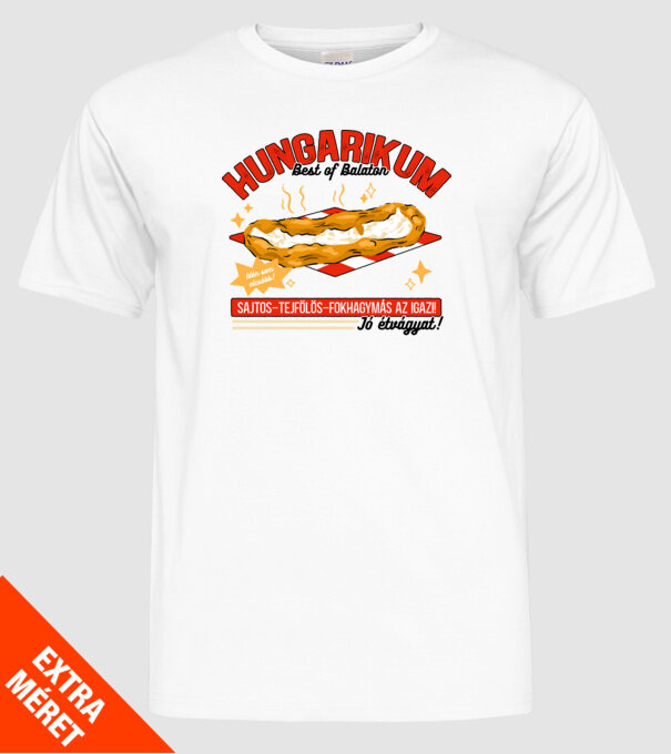 Lángos Hungarikum minta fehér pólón
