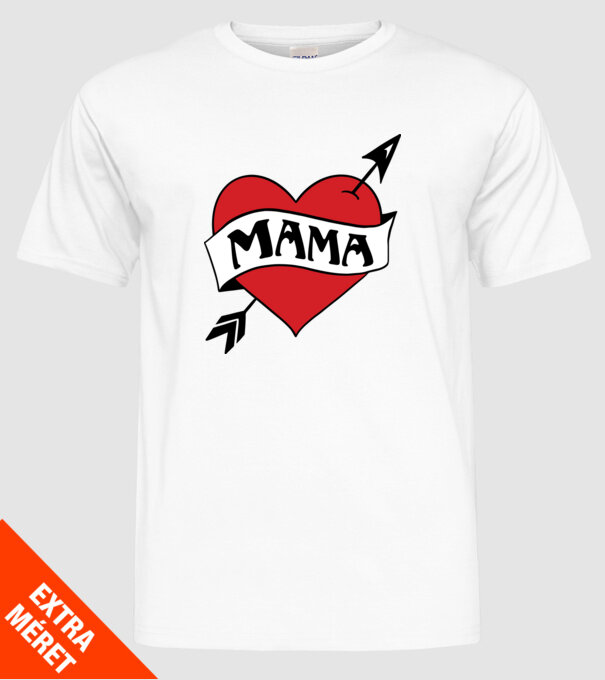Mama retro szív minta fehér pólón