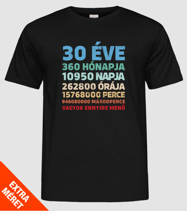30 éve vagyok ennyire menő minta fekete pólón