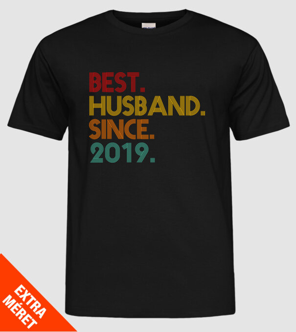 best husband since 2019 retro minta fekete pólón