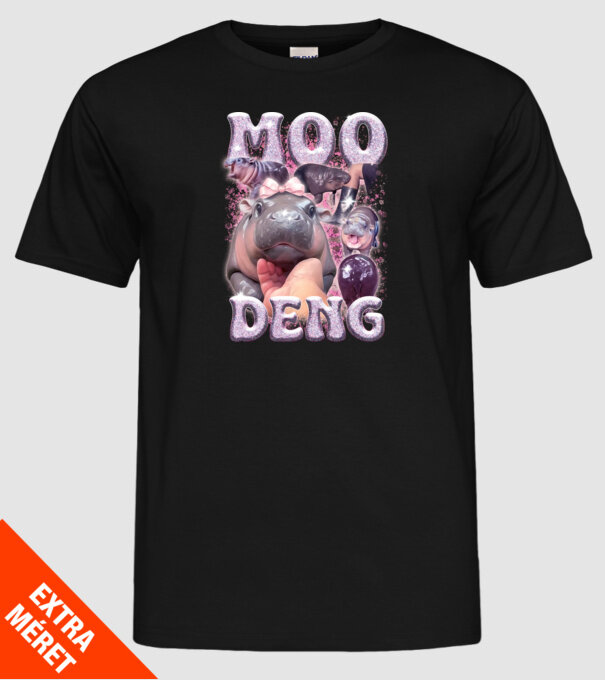 MOO DENG baby hippo minta fekete pólón