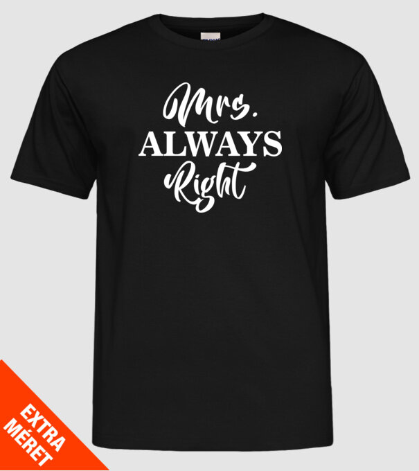 Mrs always right minta fekete pólón