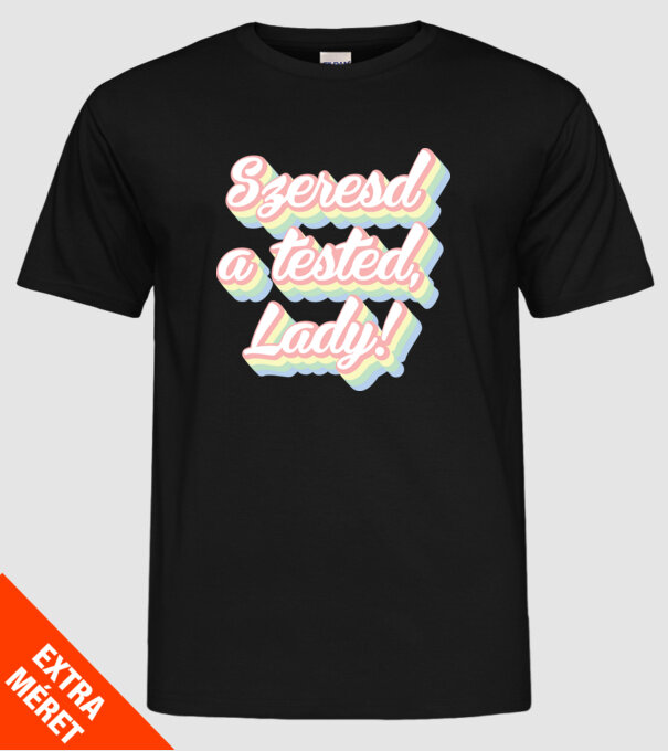 szeresd a tested lady-02 minta fekete pólón