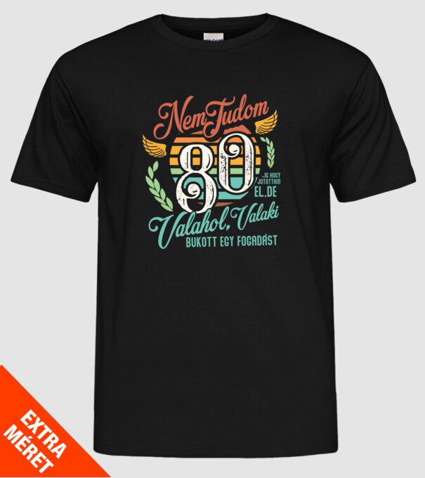 Szülinapos fogadás retro 80 éves minta fekete pólón