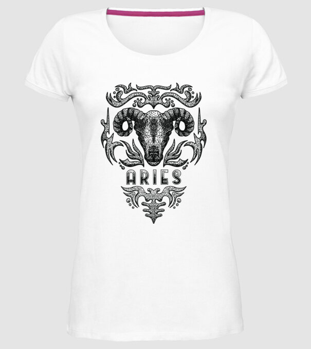 Vintage zodiac aries minta fehér pólón