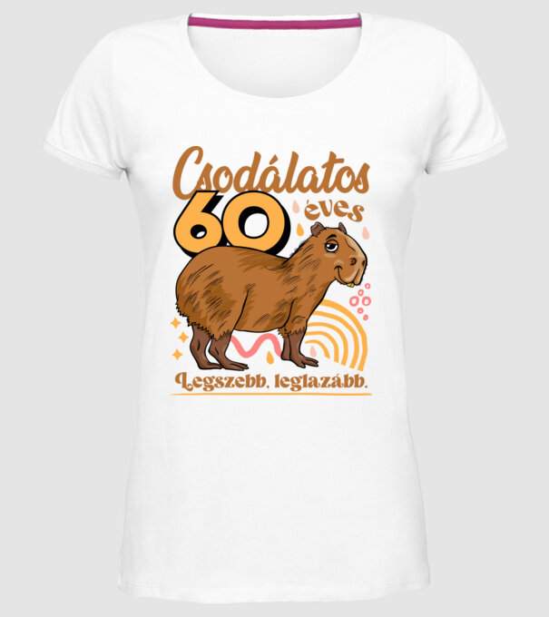 Capybara 60 éves minta fehér pólón