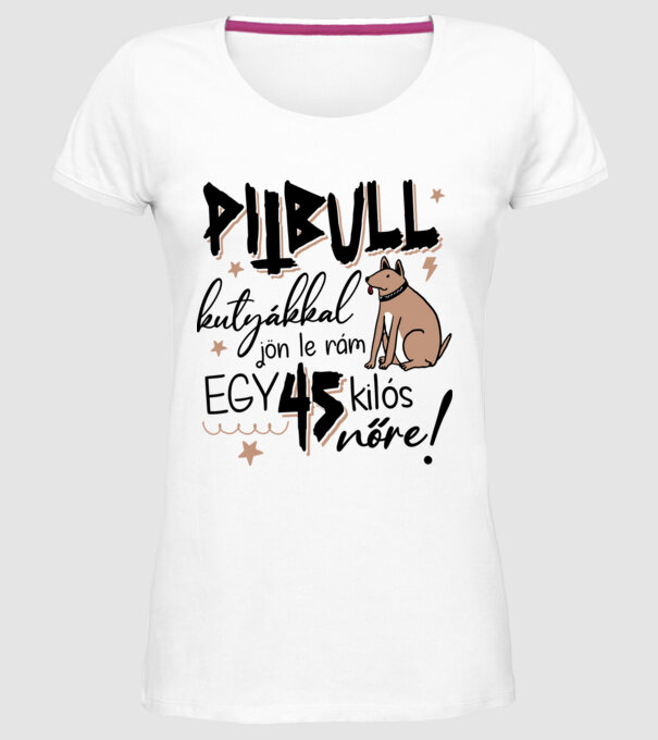 Pitbull kutyákkal jön le rám minta fehér pólón