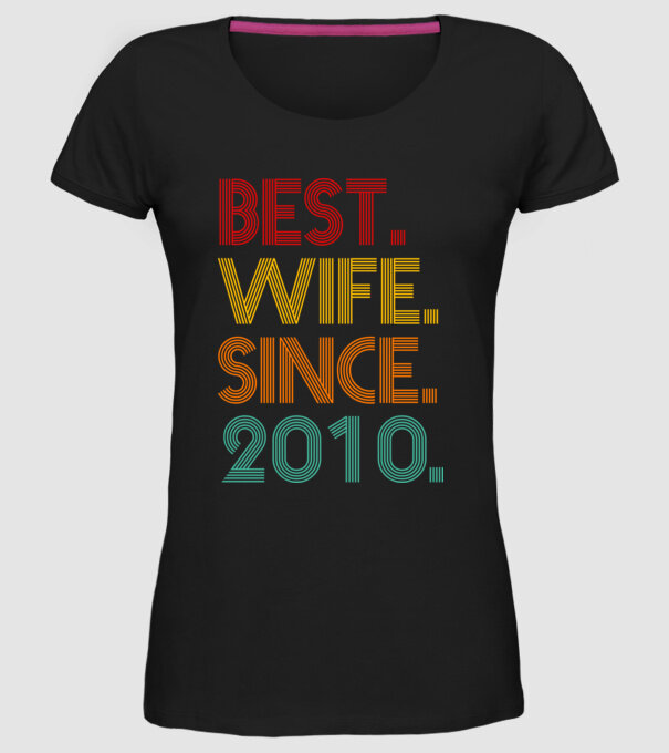 best wife since 2010 retro minta fekete pólón