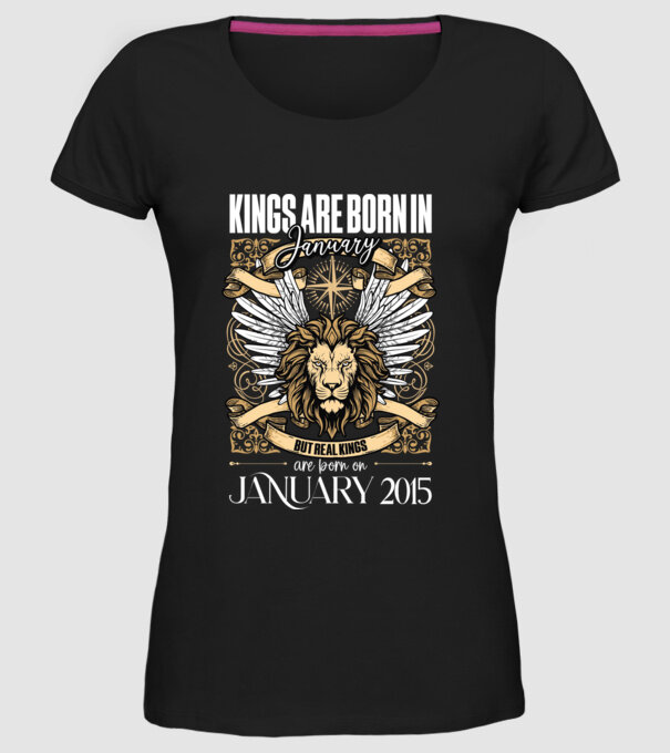 KINGS ARE BORN 2015 - JANUÁR minta fekete pólón