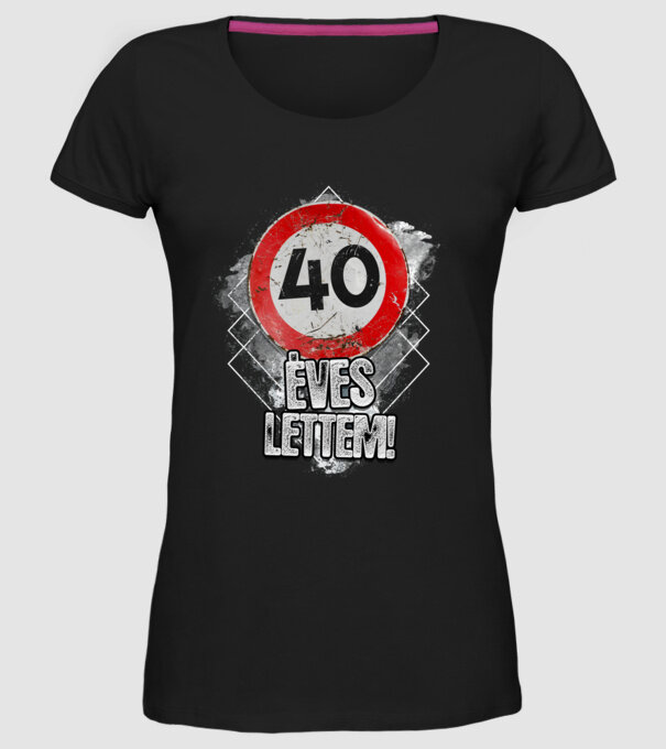 Speedlimit 40 éves minta fekete pólón